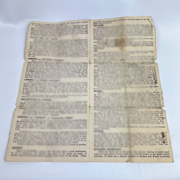 1954 MONOPOLY Instructions Rules Parker Brothers VTG Replacement Board Game Part - Picture 4 of 5